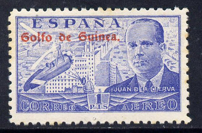Spanish Guinea 1949 Overprint on Autogyro 1p unmounted mint SG 324