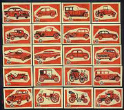Match Box Labels - complete set of 20 Cars (red on yellow) superb unused condition (Yugoslavian Drava series)