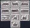 Match Box Labels - complete set of 10 Locomotives (grey background), superb unused condition (Yugoslavian Drava Series)