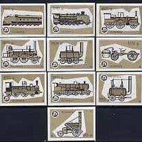 Match Box Labels - complete set of 10 Locomotives (brown background), superb unused condition (Yugoslavian Drava Series)