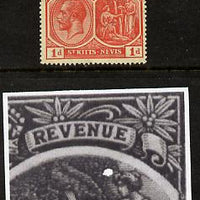 St Kitts-Nevis 1921-29 KG5 Script CA Medicinal Spring 1d rose-carmine single with white flaw in right vignette (R11-3), mounted mint SG 38