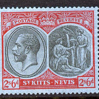 St Kitts-Nevis 1921-29 KG5 Script CA Medicine Spring 2s6d black & red on blue mounted mint SG47a