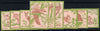 Match Box Labels - complete set of 9 Animals (red & green on pink), superb unused condition (Hungarian)