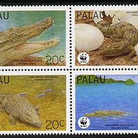 Palau 1994 WWF - The Estuarine Crocodile se-tnant block of 4 unmounted mint SG 673-76