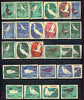Match Box Labels - complete set of 27 Birds (3 sets of 9 on different papers), superb unused condition (Hungarian)