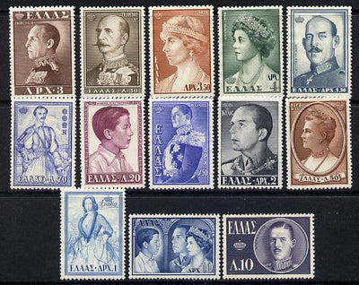 Greece 1956 Royal Family set of 13 (ex 5d) mounted mint SG 747-60