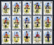 St Lucia 1985 Official overprint on Military Uniforms definitive set complete - 15 values fine cds used SG O13-27