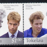 Tokelau 2003 Prince William's 21st Birthday se-tenant pair unmounted mint SG 351-2