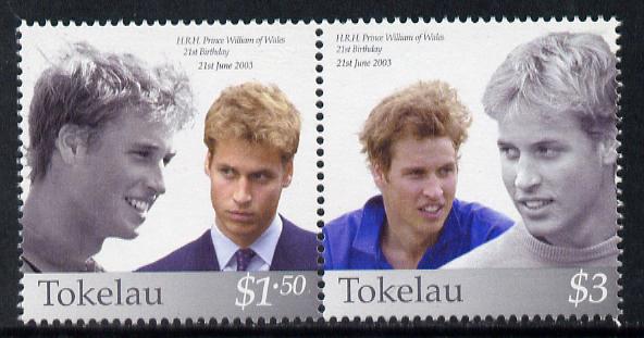 Tokelau 2003 Prince William's 21st Birthday se-tenant pair unmounted mint SG 351-2
