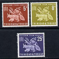 Trinidad & Tobago 1963 Freedom From Hunger perf set of 3 unmounted mint SG 305-7