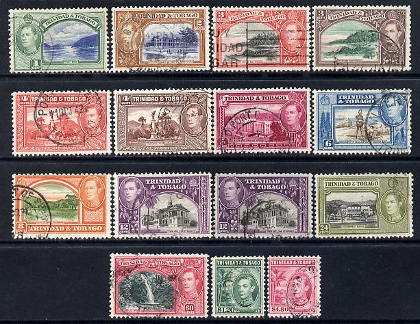 Trinidad & Tobago 1938-44 KG6 definitive set complete - 14 values plus 12c shade good to fine used SG 246-56
