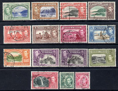 Trinidad & Tobago 1938-44 KG6 definitive set complete - 14 values plus 12c shade good to fine used SG 246-56