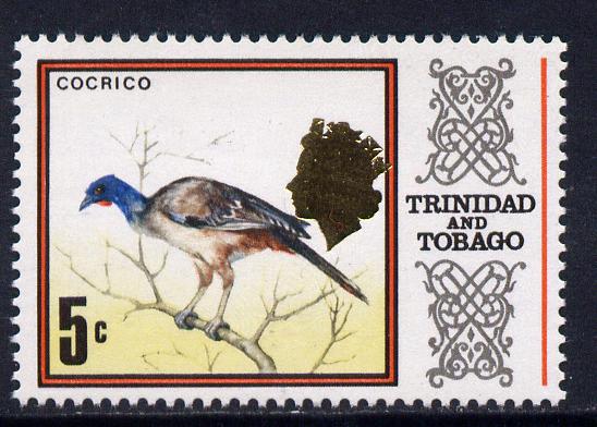 Trinidad & Tobago 1969-72 5c Chachalaca Bird with Queen's Head misplaced downwards unmounted mint SG 341Bvar