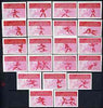 Match Box Labels - complete set of 21 Athletics (red & pink) superb unused condition (Hungarian from 1966)