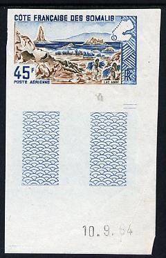 French Somali Coast 1965 Lake Abbe 45f imperf colour trial proof in blue & brown unmounted mint as SG 486