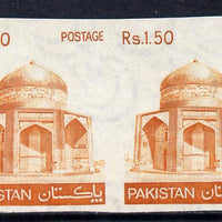 Pakistan 1978-81 Mausoleum 1r50 imperf pair unmounted mint, SG 476a