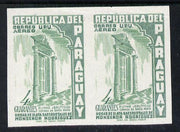 Paraguay 1955 Sacerdotal,Silver Jubilee 4g in near issued colour IMPERF pair (gum slightly disturbed) as SG 767