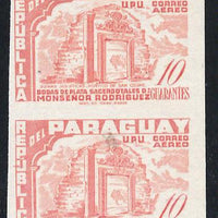 Paraguay 1955 Sacerdotal,Silver Jubilee 10g in near issued colour IMPERF pair (gum slightly disturbed) as SG 769