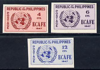 Philippines 1947 Conference of Economic Commission in Asia imperf set of 3 mounted mint, SG 648-50