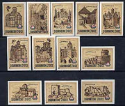 Match Box Labels - complete set of 12 Castles (brown) superb unused condition (Yugoslavian Drava series)