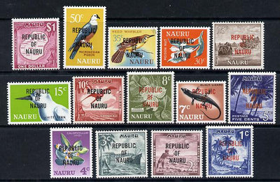 Nauru 1968 Republic Overprint definitive set complete - 14 values unmounted mint SG 80-93