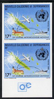 New Caledonia 1985 World Meteorology Day imperf pair unmounted mint as SG 763