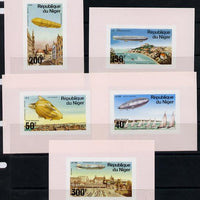 Niger Republic 1976 Zeppelin set of 5 individual imperf sheetlets unmounted mint, as SG 624-28