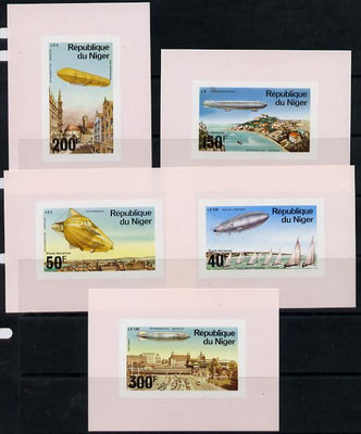 Niger Republic 1976 Zeppelin set of 5 individual imperf sheetlets unmounted mint, as SG 624-28