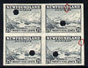 Newfoundland 1941-44 KG6 Sealing Fleet 25c imperf marginal PROOF block of 4 each stamp with Waterlow security punch hole, some wrinkles but a scarce KG6 item (as SG 288)