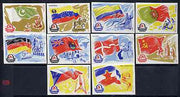Match Box Labels - complete set of 10 Flags of Nations, superb unused condition (Yugoslavian Drava series)