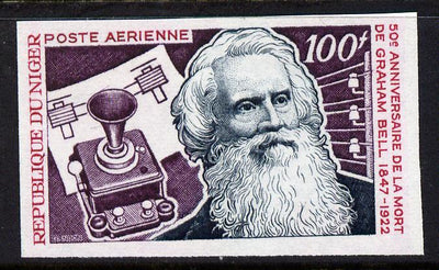 Niger Republic 1972 Alexander Graham Bell 100f imperf unmounted mint, as SG 440