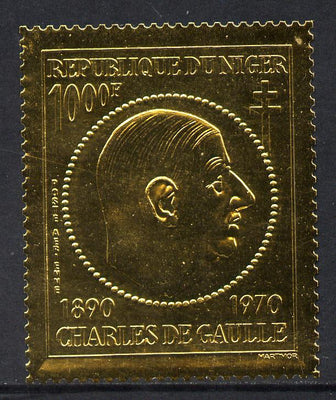 Niger Republic 1971 De Gaulle Commemoration 1000f embossed in gold foil unmounted mint SG 280