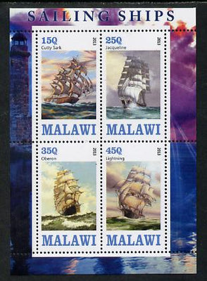 Malawi 2013 Sailing Ships #1 perf sheetlet containing 4 values unmounted mint