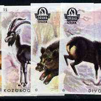 Match Box Labels - complete series of 8 Animals from the set of 20 Birds & Animals, superb unused condition (Yugoslavian Drava series)