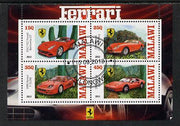 Malawi 2013 Ferrari Cars #1 perf sheetlet containing 4 values fine cds used