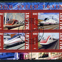 Malawi 2013 High Speed Trains #1 perf sheetlet containing 4 values fine cds used