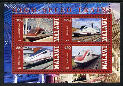 Malawi 2013 High Speed Trains #1 perf sheetlet containing 4 values unmounted mint
