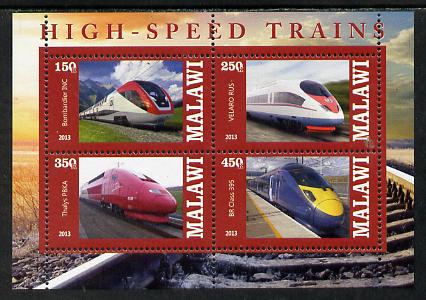 Malawi 2013 High Speed Trains #2 perf sheetlet containing 4 values unmounted mint