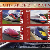Malawi 2013 High Speed Trains #2 imperf sheetlet containing 4 values unmounted mint