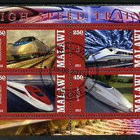 Malawi 2013 High Speed Trains #3 perf sheetlet containing 4 values fine cds used