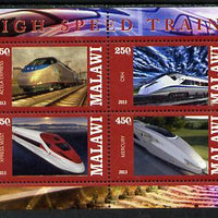 Malawi 2013 High Speed Trains #3 perf sheetlet containing 4 values unmounted mint