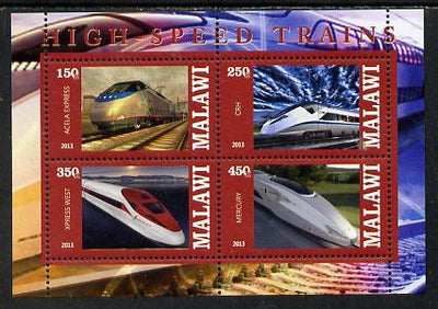 Malawi 2013 High Speed Trains #3 perf sheetlet containing 4 values unmounted mint