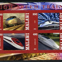 Malawi 2013 High Speed Trains #3 imperf sheetlet containing 4 values unmounted mint