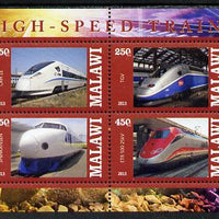 Malawi 2013 High Speed Trains #5 perf sheetlet containing 4 values unmounted mint