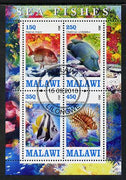 Malawi 2013 Fish #1 perf sheetlet containing 4 values fine cds used