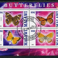 Malawi 2013 Butterflies #1 perf sheetlet containing 4 values fine cds used