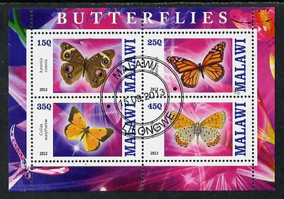 Malawi 2013 Butterflies #1 perf sheetlet containing 4 values fine cds used