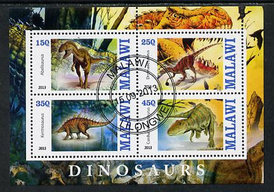 Malawi 2013 Dinosaurs #1 perf sheetlet containing 4 values fine cds used