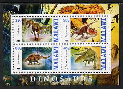 Malawi 2013 Dinosaurs #1 perf sheetlet containing 4 values unmounted mint