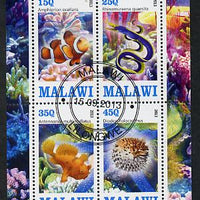 Malawi 2013 Fish #2 perf sheetlet containing 4 values fine cds used